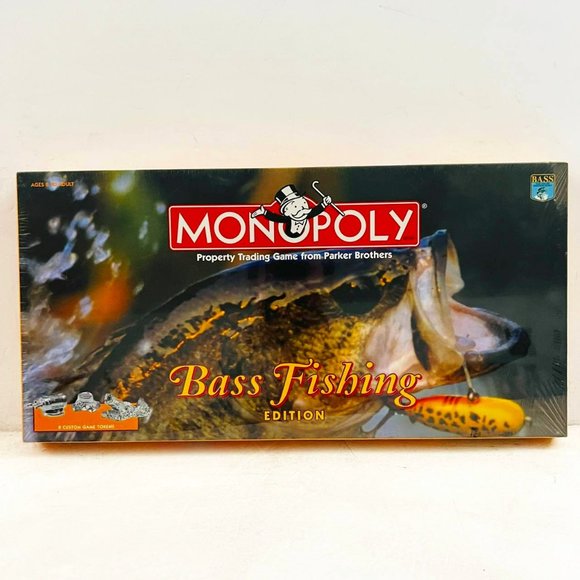 Vintage Monopoly Bass Fishing Edition Board Game 1998 Hasbro USAopoly New Sealed